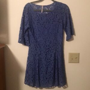 Free people perry winkle lace dress with bell sleeves